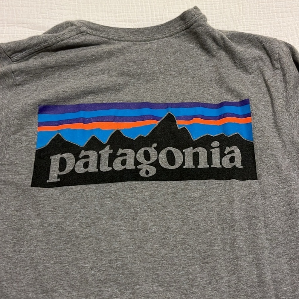 Patagonia Mens Small Long Sleeve Shirt Logo Responsibili-Tee Spellout Graphic